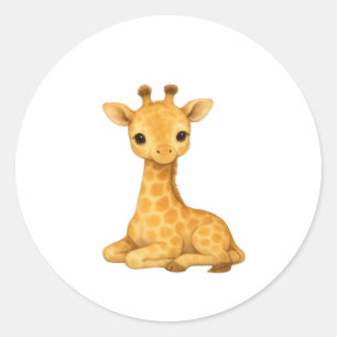 Baby Giraffe Watercolor Print – Nursery Wall Art O Classic Round Sticker