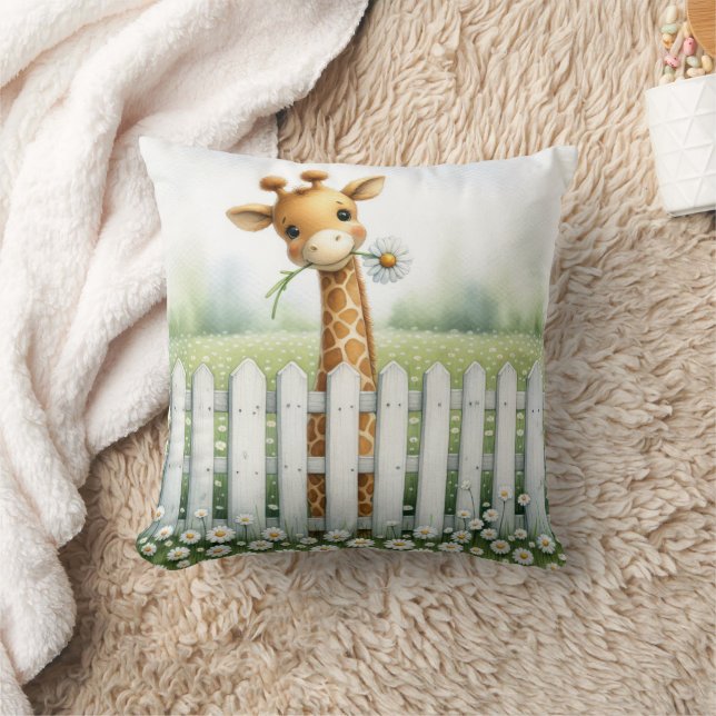 Baby Giraffe With Daisy  Cushion (Blanket)
