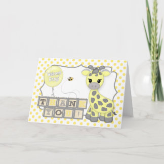 Baby Giraffe Yellow Grey 5x7 Thank You Card 363