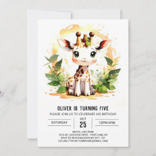 Baby Giraffe's Safari Birthday Invitation
