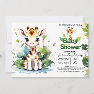 Baby Giraffe's Whimsical Baby Shower Invitation
