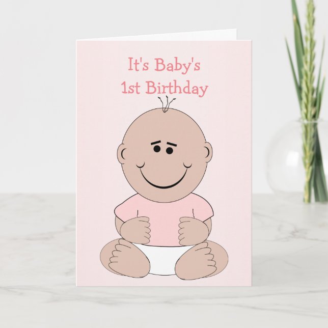Baby Girl 1st Birthday Card (Front)