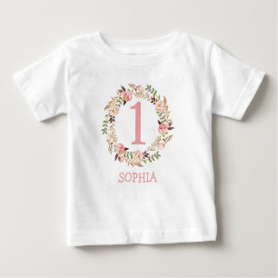 Baby Girl 1st Birthday Floral Outfit Baby T-Shirt