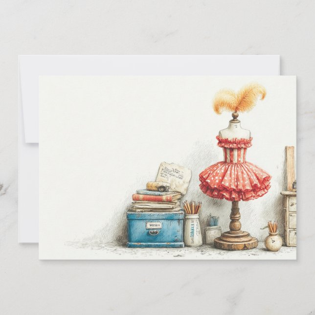 Baby Girl 1st Birthday French Cancan Invitation (Front)