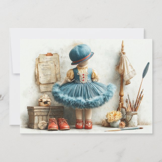 Baby Girl 1st Birthday French Cancan Invitation (Front)