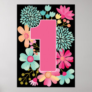 Baby Girl 1st Birthday Number One Art Print