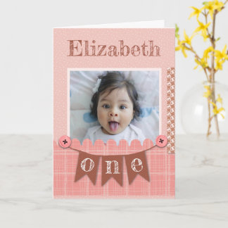 Baby Girl 1st Birthday Pink Scrapbook Card