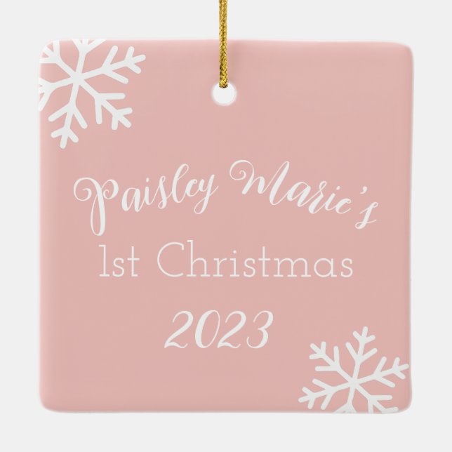 Baby Girl 1st Personalised Christmas Ornament  (Back)