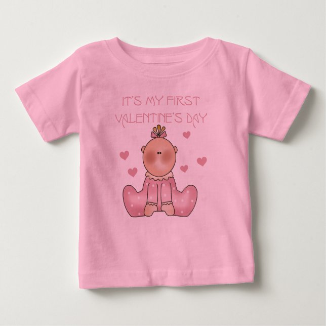 Baby Girl 1st Valentine's Day Baby T-Shirt (Front)