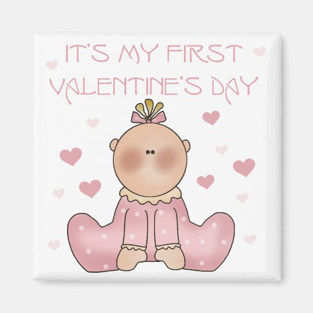 Baby Girl 1st Valentine's Day Magnet (Front)