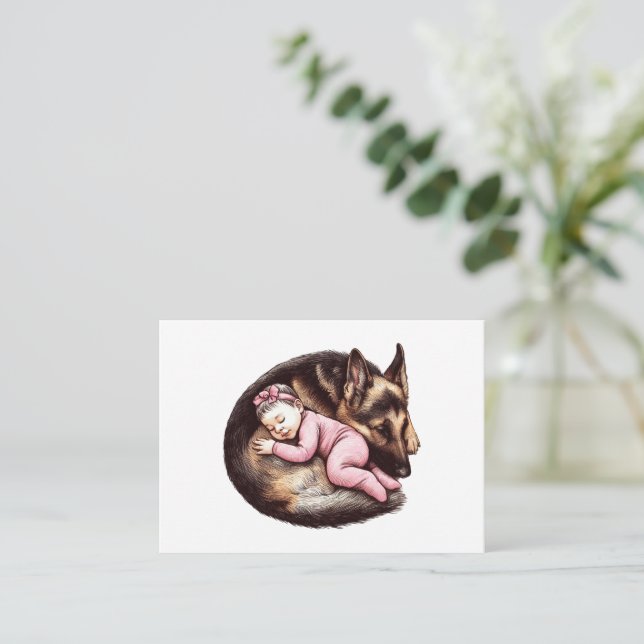Baby Girl and German Shepherd Card (Standing Front)