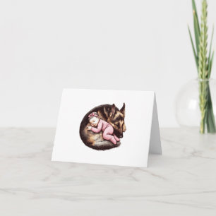 Baby Girl and German Shepherd Note Card