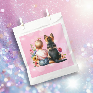 Baby Girl and her Puppy Baby Shower Favour Bag