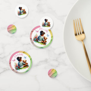 Baby Girl and her Teddy Bear It's a Girl Confetti