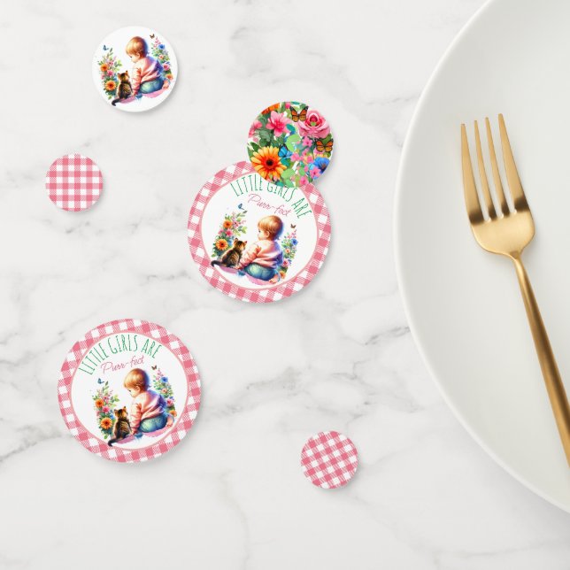 Baby Girl and Kitten |  Baby Shower Confetti (Group)