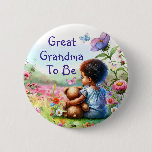 Baby Girl and Teddy Bear Baby Shower Grandma To Be 6 Cm Round Badge