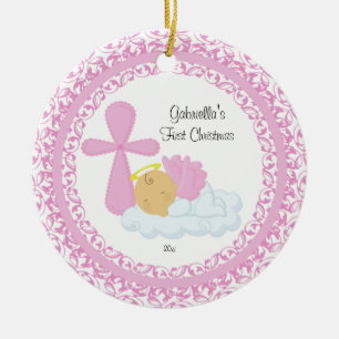 Baby Girl Angel Baby's First Christmas Ornament