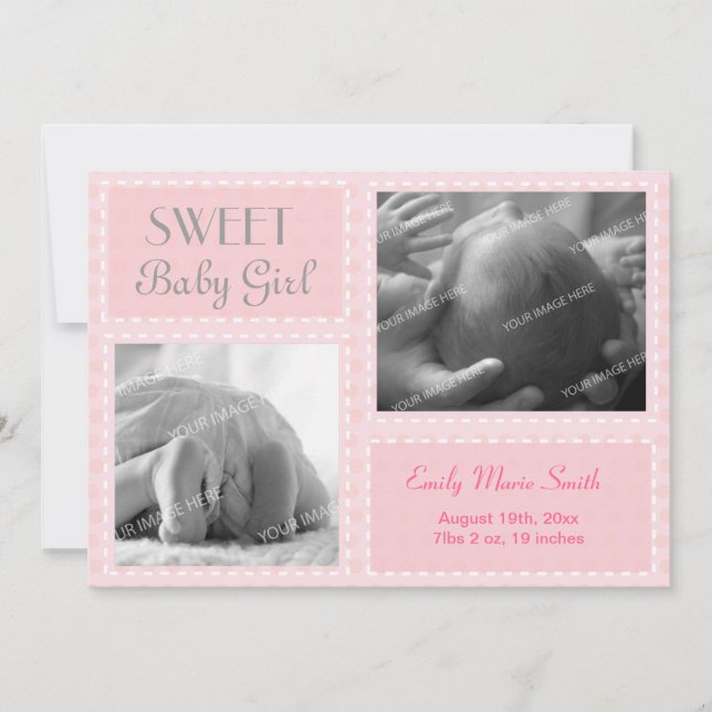 Baby Girl Announcement (Front)