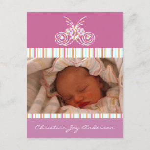 Baby Girl Announcement - Butterflies