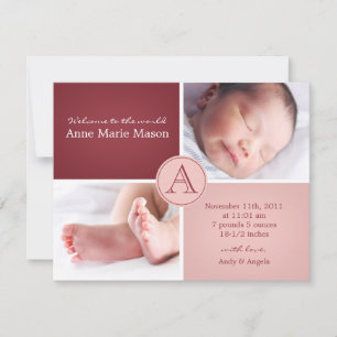 baby GIRL announcement card