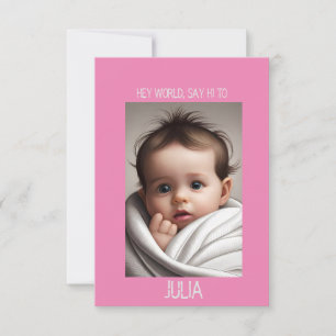 Baby Girl Announcement Cards with Photo