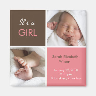 Baby Girl Announcement magnet