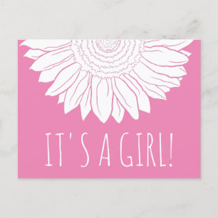 baby girl announcement sunflower postcard