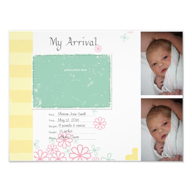 Baby Girl Arrival Scrapbook Title Page Photo Print (Front)