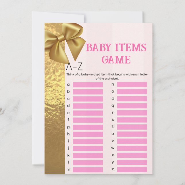 Baby Girl Baby Shower Games (Front)