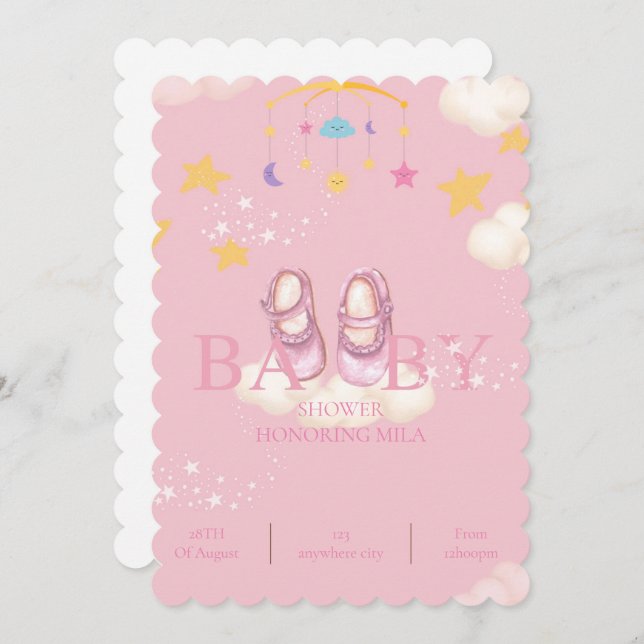 baby girl baby shower invitations,digital download invitation (Front/Back)
