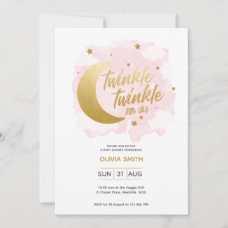 Baby Girl Baby Shower Invite with Pink Stars
