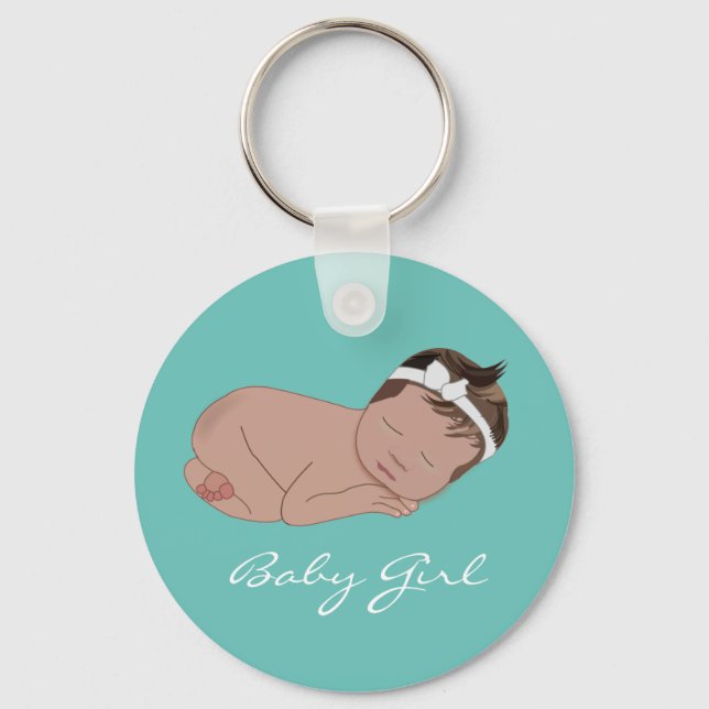 Baby Girl Baby Shower New Baby Key Ring (Front)