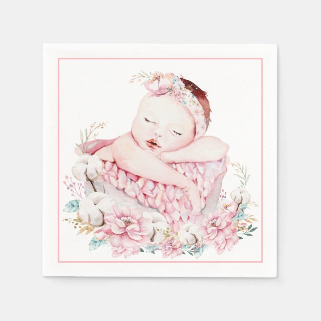 Baby Girl Baby Shower Paper Napkins (Front)