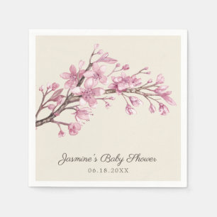 Baby Girl Baby Shower Pink Floral Cherry Blossom Napkin
