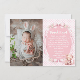 Baby Girl Baby Shower Thank You Card with Photo