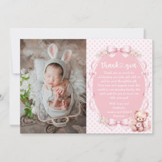 Baby Girl Baby Shower Thank You Card with Photo