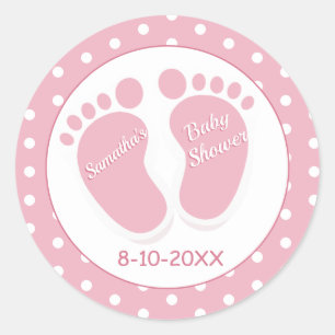 Baby Girl Baby Shower Thank You Polka Dot Pink Classic Round Sticker