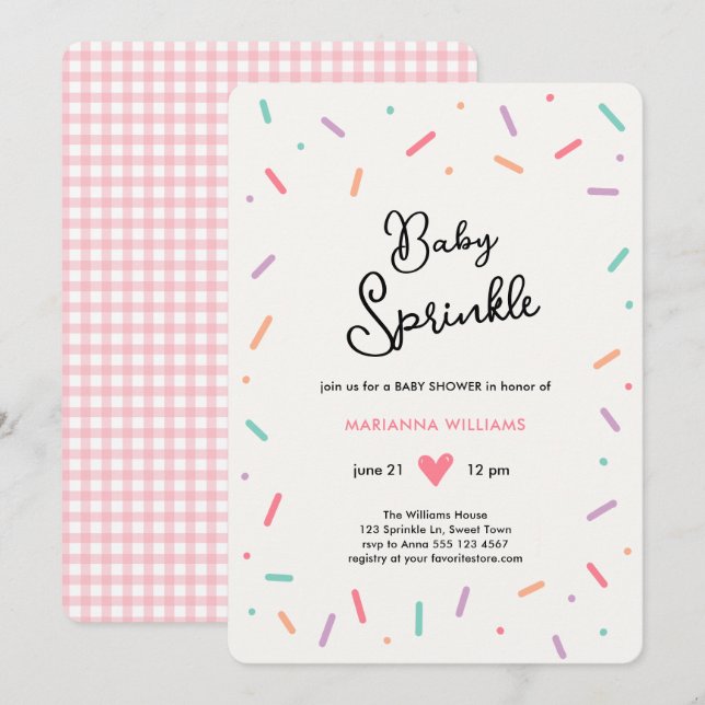 Baby Girl Baby Sprinkle Baby Shower Invitation (Front/Back)