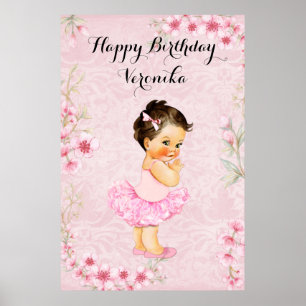 Baby Girl Ballerina Pink Flowers Poster