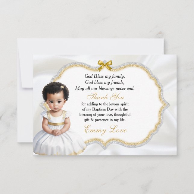 Baby Girl Baptism Christening Communion Thank You (Front)