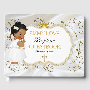 Baby Girl Baptism Christening Gold Cross Guest Book