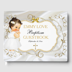 Baby Girl Baptism Christening Gold Cross Guest Book