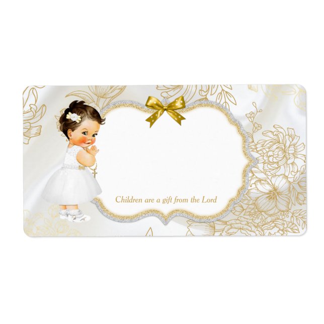 Baby Girl Baptism Christening Gold White (Front)