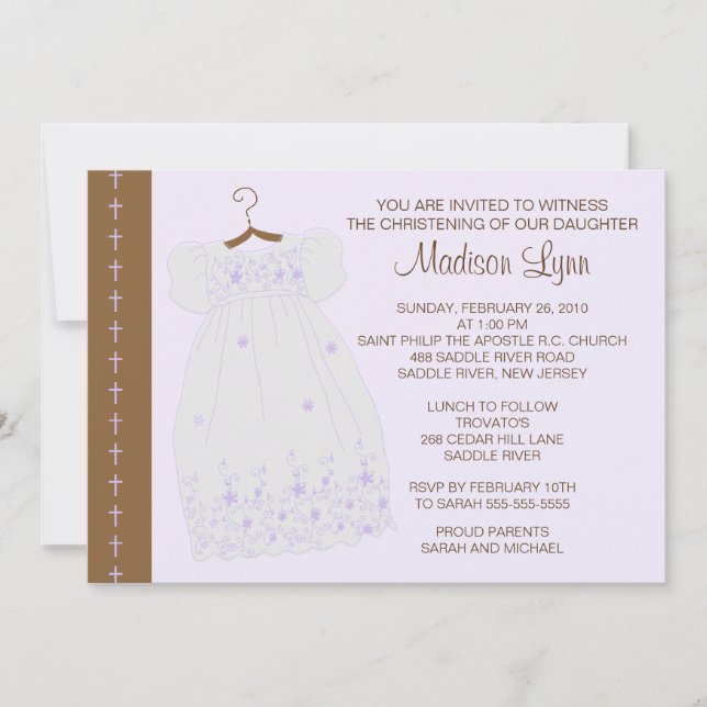 Baby Girl Baptism / Christening Inviation Invitation (Front)