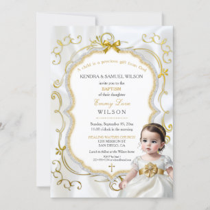Baby Girl Baptism Communion Christening Bible Invitation