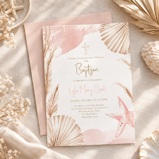 Baby Girl Baptism Invitation | Coastal Boho