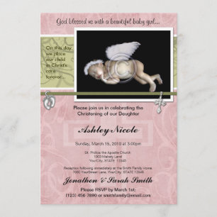 Baby Girl Baptism or Christening Invitation