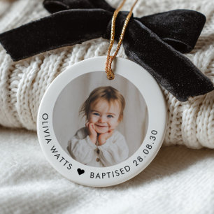 Baby Girl Baptism Photo Keepsake Ceramic Ornament
