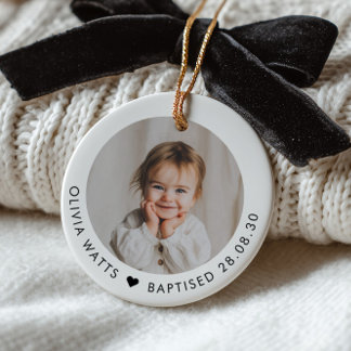 Baby Girl Baptism Photo Keepsake Ceramic Ornament