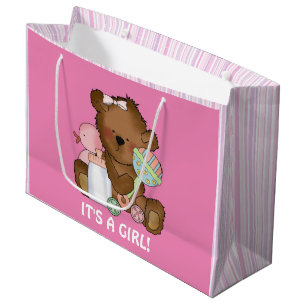 Baby Girl Bear large gift bag